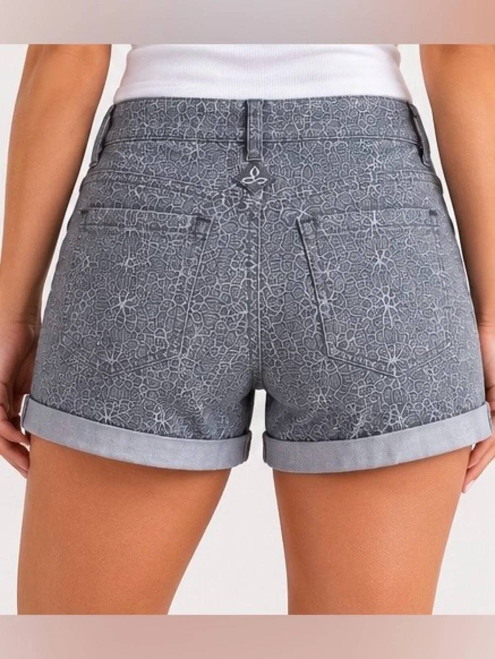 prAna Kara Cuffed Chino Silver Spain Organic Cotton Shorts Size 0